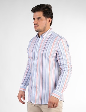 Camisa casual Oscar de la Renta de algodón manga larga para hombre