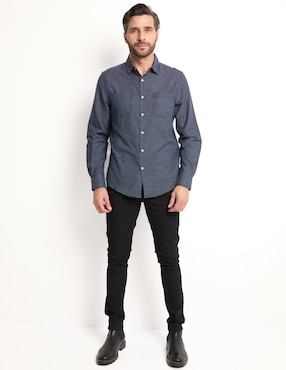 Camisa casual Jbe de algodón manga larga para hombre