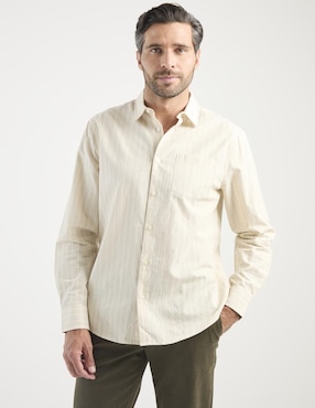 Camisa casual Jbe de algodón manga larga para hombre
