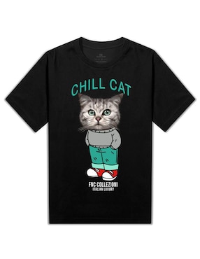 Playera Fnc Collezioni chill cat cuello redondo para hombre