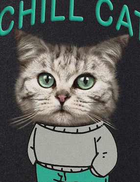 Playera Fnc Collezioni chill cat cuello redondo para hombre