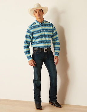Camisa casual Ariat de algodón manga larga para hombre