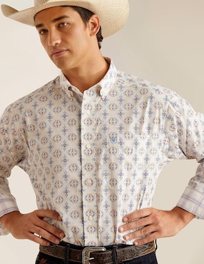 Camisa casual Ariat de algodón manga larga para hombre