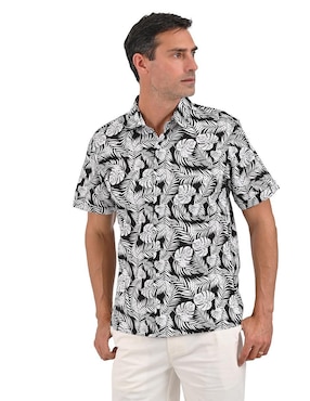 Camisa casual Michel Blanc de algodón manga corta para hombre