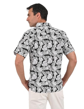 Camisa casual Michel Blanc de algodón manga corta para hombre