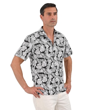 Camisa casual Michel Blanc de algodón manga corta para hombre