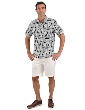 Camisa casual Michel Blanc de algodón manga corta para hombre