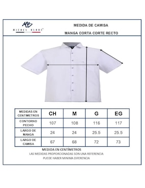 Camisa casual Michel Blanc manga corta para hombre