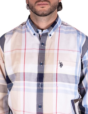 Camisa casual U.S. Polo Assn. de algodón y lino manga larga para hombre
