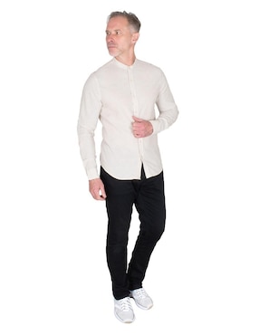 Camisa casual Generra de algodón y lino manga larga para hombre