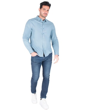 Camisa casual Generra de algodón y lino manga larga para hombre