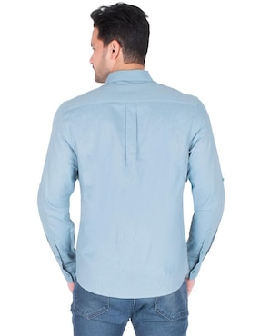 Camisa casual Generra de algodón y lino manga larga para hombre
