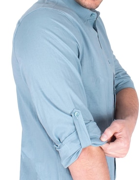Camisa casual Generra de algodón y lino manga larga para hombre