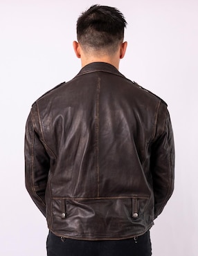 Chamarra para motociclista Pelle Royale impermeable de piel bolsa con cierre para hombre