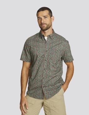 Camisa business casual Eddie Bauer de algodón manga corta para hombre