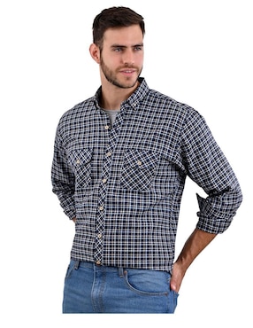 Camisa casual Michel Blanc de algodón manga larga para hombre