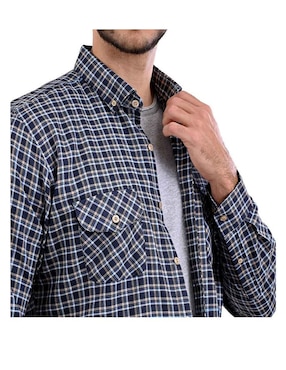 Camisa casual Michel Blanc de algodón manga larga para hombre
