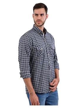 Camisa casual Michel Blanc de algodón manga larga para hombre