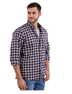 Camisa casual Michel Blanc de algodón manga larga para hombre