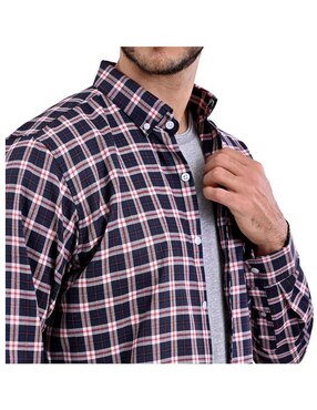 Camisa casual Michel Blanc de algodón manga larga para hombre