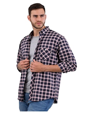 Camisa casual Michel Blanc de algodón manga larga para hombre