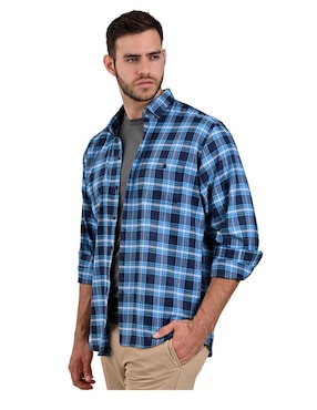 Camisa casual Michel Blanc de algodón manga larga para hombre