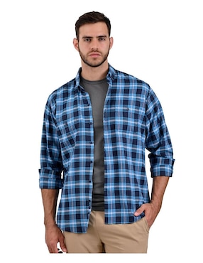 Camisa casual Michel Blanc de algodón manga larga para hombre