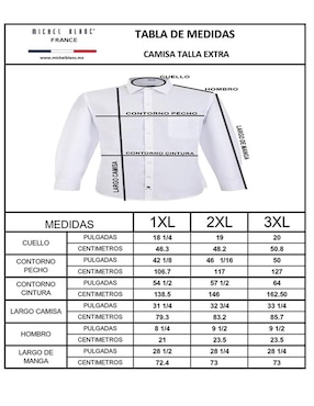 Camisa casual Michel Blanc de algodón manga larga para hombre