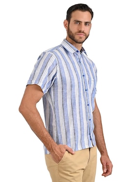 Camisa casual Michel Blanc de algodón manga larga para hombre