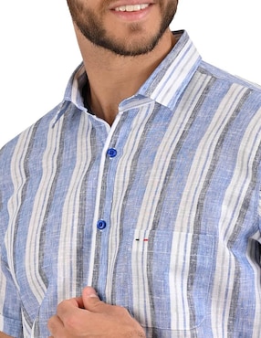 Camisa casual Michel Blanc de algodón manga larga para hombre