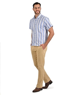 Camisa casual Michel Blanc de algodón manga larga para hombre