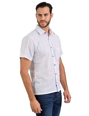Camisa casual Michel Blanc de algodón manga larga para hombre