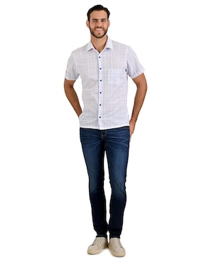 Camisa casual Michel Blanc de algodón manga larga para hombre