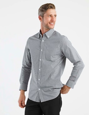 Camisa casual Haggar de algodón manga larga para hombre