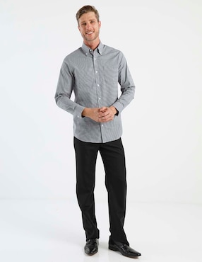 Camisa casual Haggar de algodón manga larga para hombre