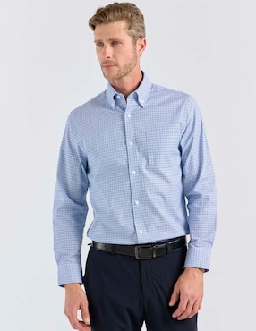 Camisa business casual Haggar de algodón manga larga para hombre