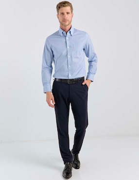 Camisa business casual Haggar de algodón manga larga para hombre