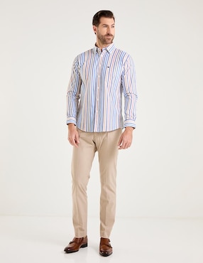 Camisa casual Ferrioni de algodón manga larga para hombre