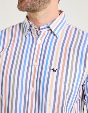 Camisa casual Ferrioni de algodón manga larga para hombre