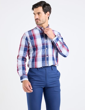 Camisa casual Oscar de la Renta de algodón manga larga para hombre