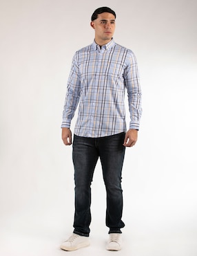 Camisa casual Oscar de la Renta de algodón manga larga para hombre
