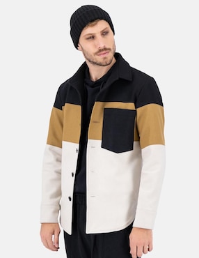 Abrigo Merkabá lana impermeable con bolsillos bloques de color para hombre