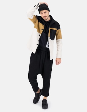 Abrigo Merkabá lana impermeable con bolsillos bloques de color para hombre