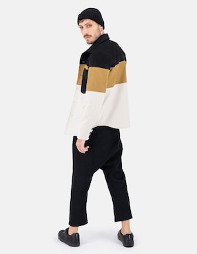 Abrigo Merkabá lana impermeable con bolsillos bloques de color para hombre