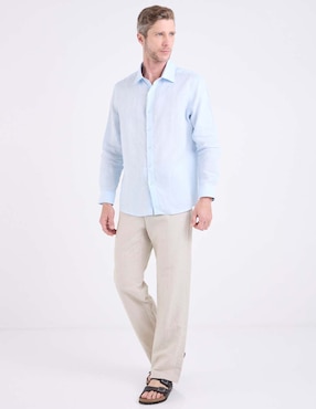 Camisa de vestir Ábito de lino manga larga para hombre