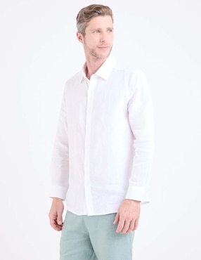 Camisa de vestir Ábito de lino manga larga para hombre