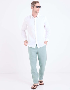 Camisa de vestir Ábito de lino manga larga para hombre