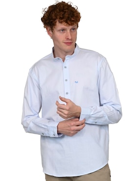 Camisa casual Ferrioni de algodón manga larga para hombre