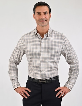 Camisa casual Sansabelt de algodón manga larga para hombre