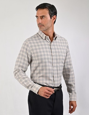 Camisa casual Sansabelt de algodón manga larga para hombre